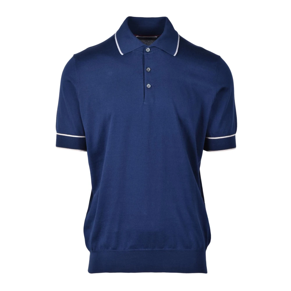 BRUNELLO CUCINELLI Katoenen Polo Blue Heren