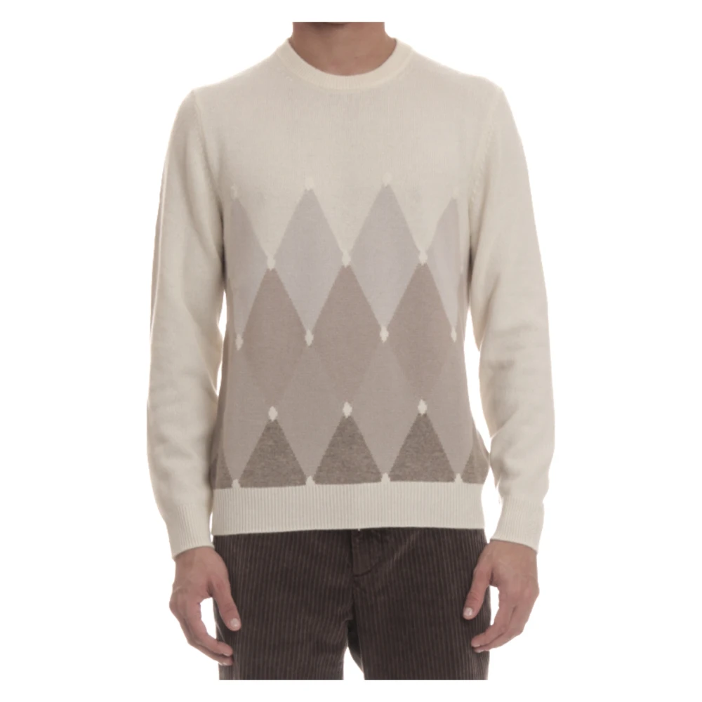 Ballantyne Klassieke Diamant Kasjmier Trui Beige Heren