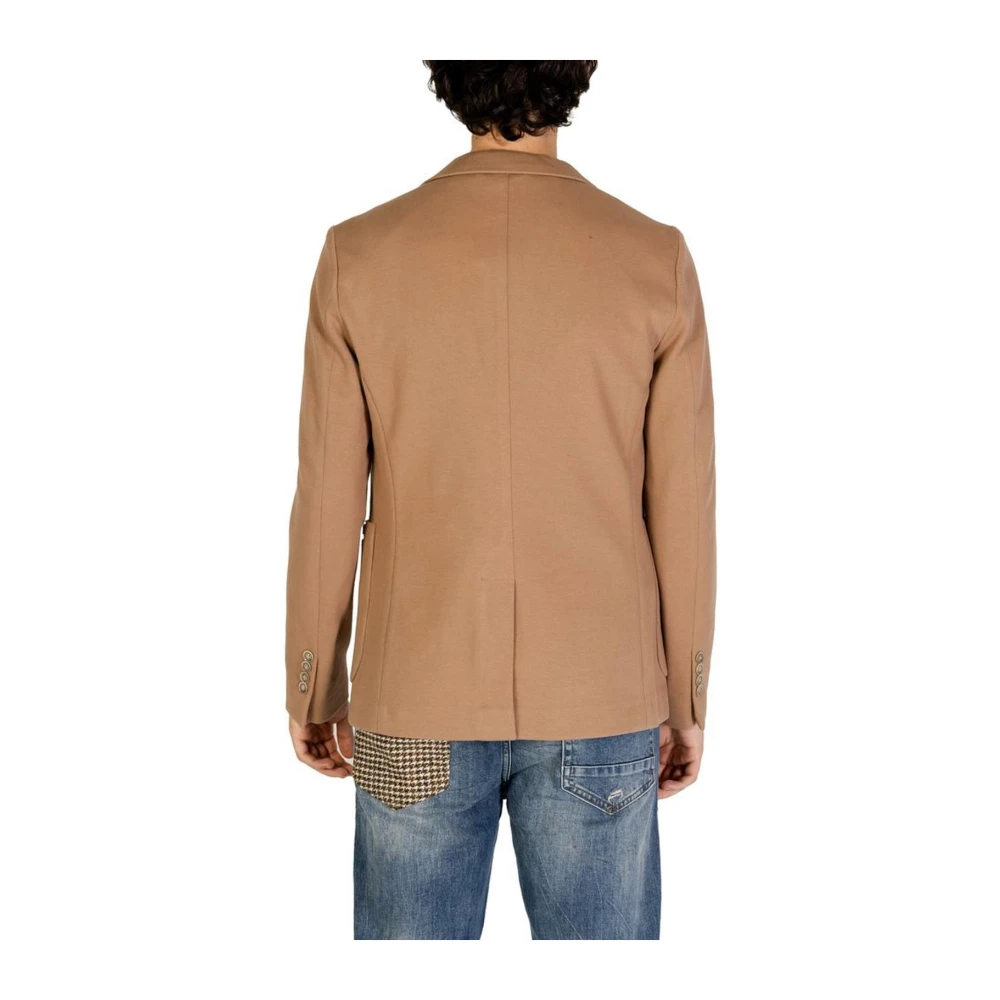 Gianni Lupo Katoen Blend Blazer met Elastaan Beige Heren