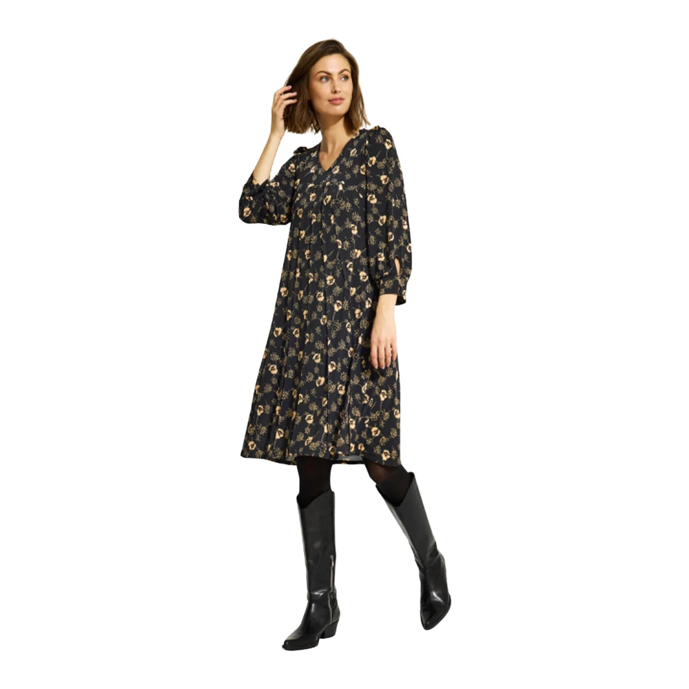 IN Front Lucy Jurk 3 4 Mouwen Zwarte Jurk Multicolor Dames