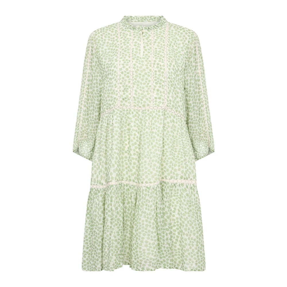 Part Two Groene Mini Grid Bloem Jurk Green Dames