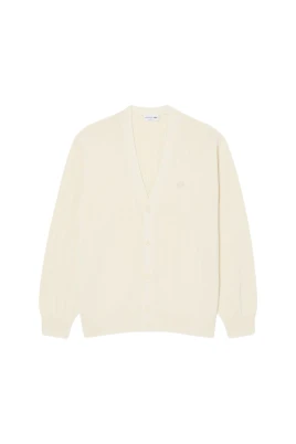 Ribbstickad cardigan i bomullsblandning