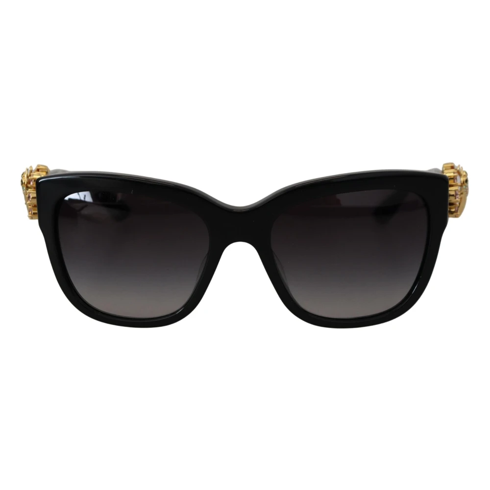 Dolce & Gabbana Black Embellished Crystal Acetate Dg4247-B-F Sunglasses Svart Dam