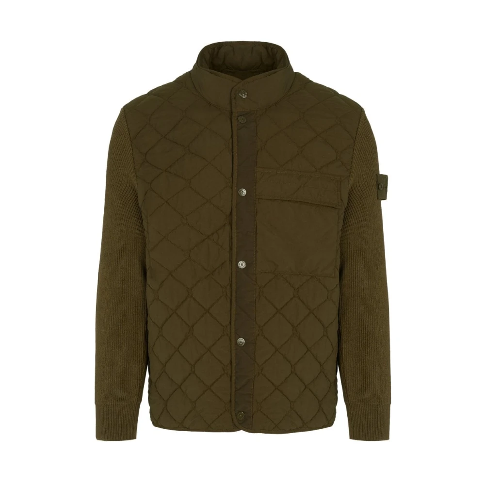 Stone Island Green Winter Jackets, Male, M, Quilted Jacket
