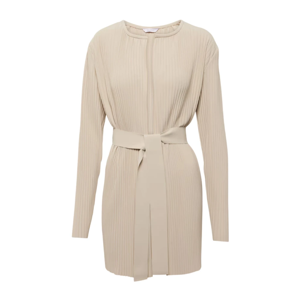 Max Mara Beige Jersey Plisse Jas Beige Dames