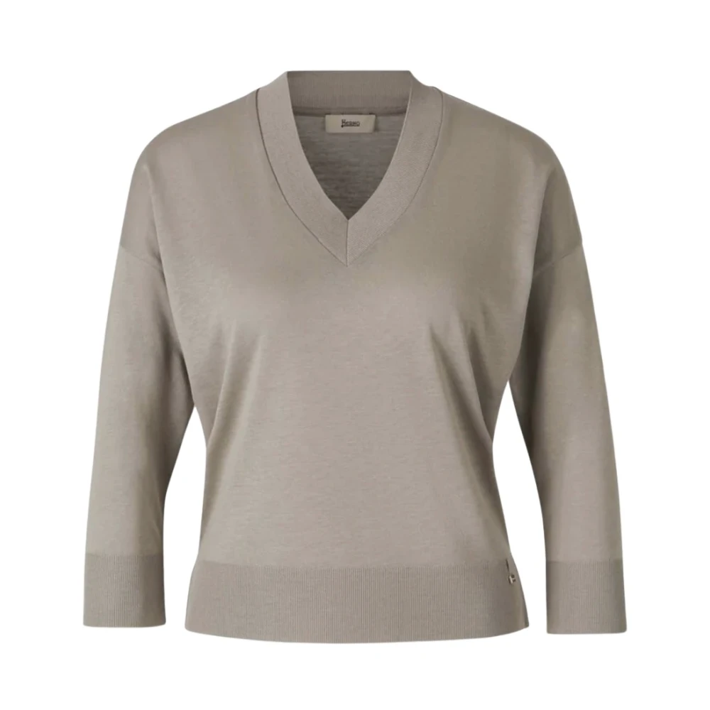 Herno Donna Grigio Maglione Leggero In Cotone
