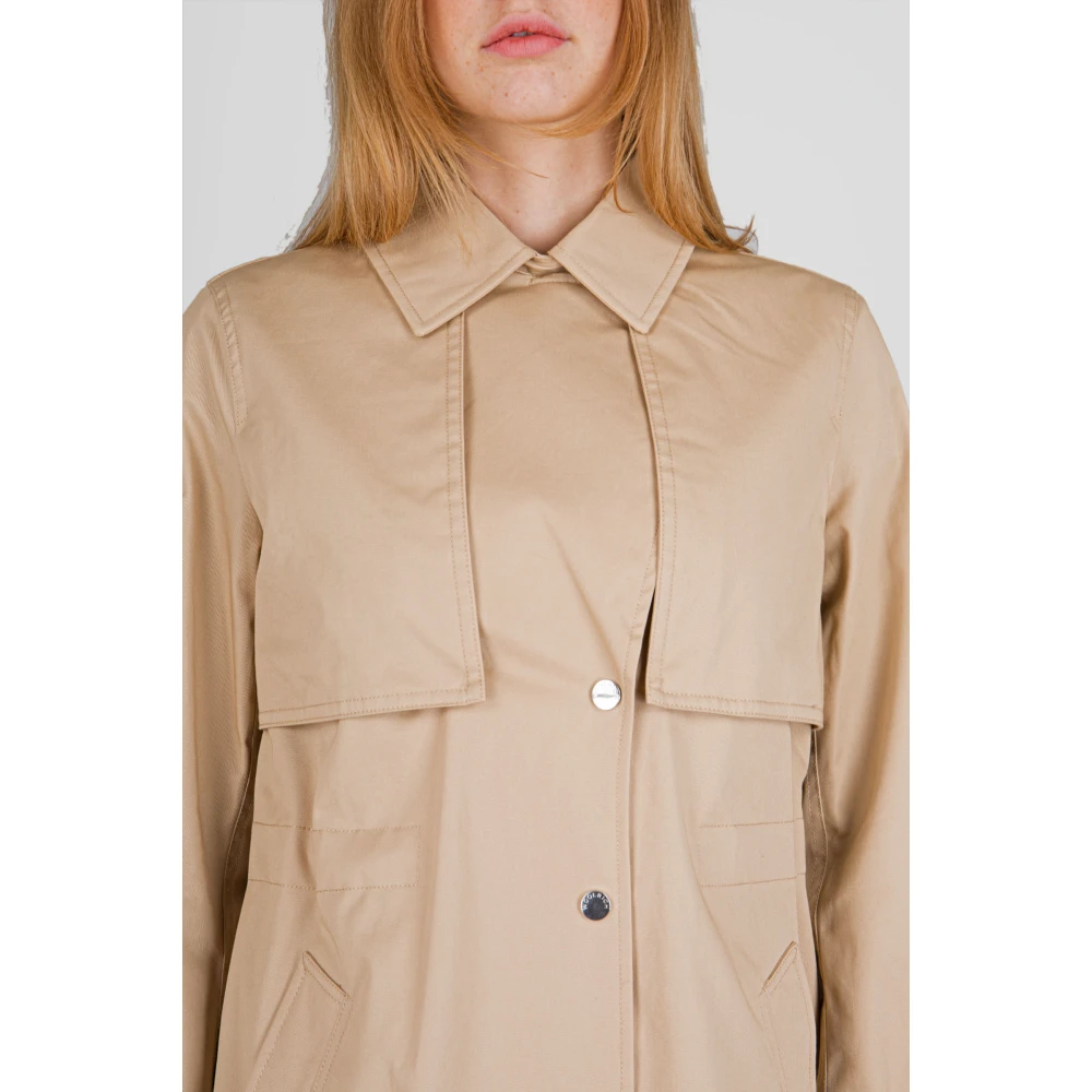 Woolrich Beige Katoenen Trenchcoat met Trekkoord Taille Beige Dames