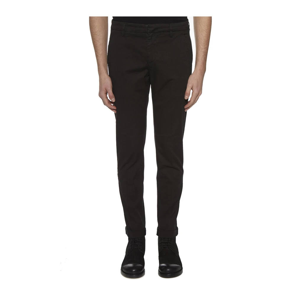 Dondup Svart Straight Leg Cotton Twill Chinos