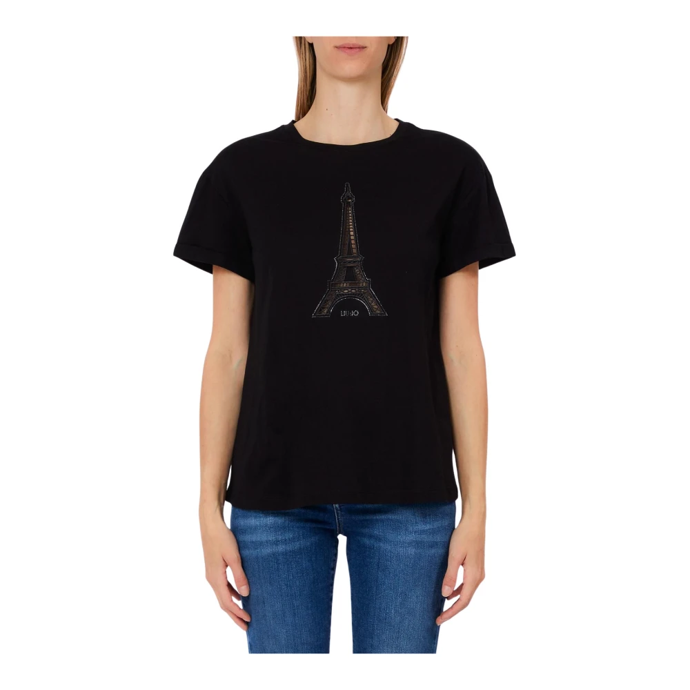 Liu Jo Svart T-Shirt Med Applikationer