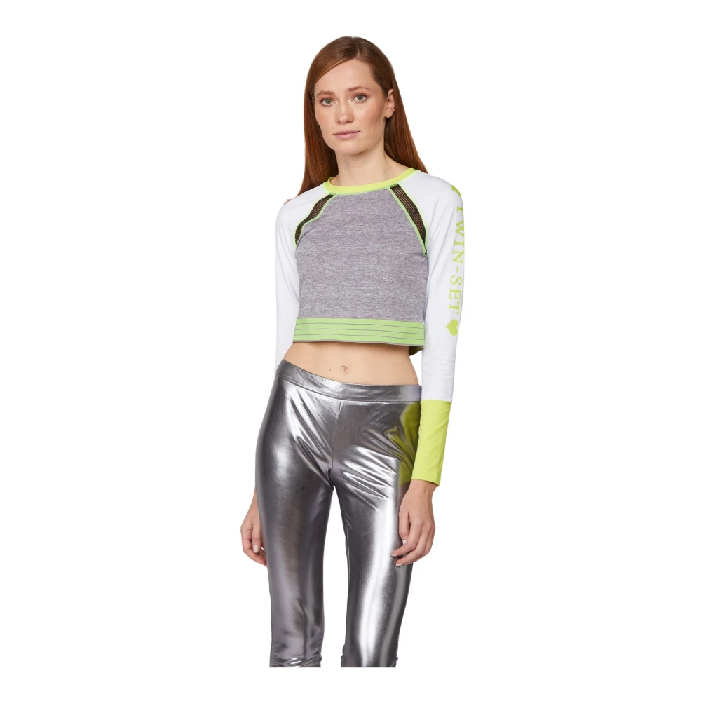 Twinset Multicolor Färgglad Kortärmad Crop Top
