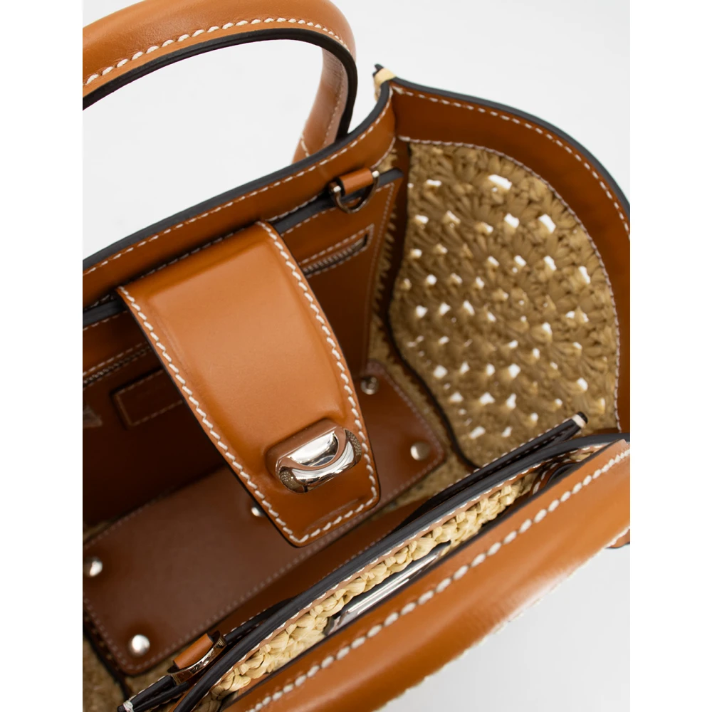 Ermanno Scervino Gehaakte Raffia Winkelmand met Leren Details Yellow Dames