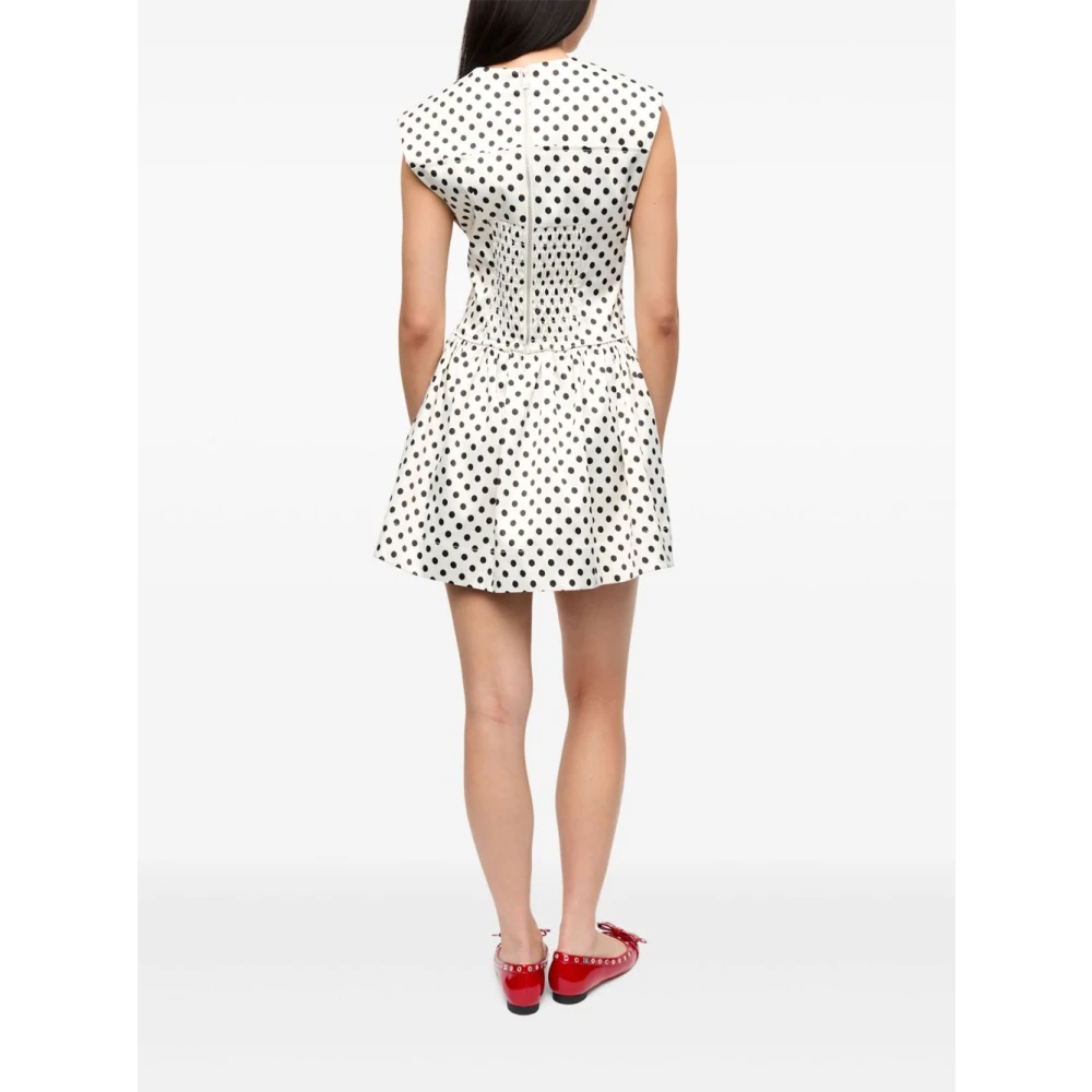 Ganni Polka Dot Mini Jurk Wit Multicolor Dames