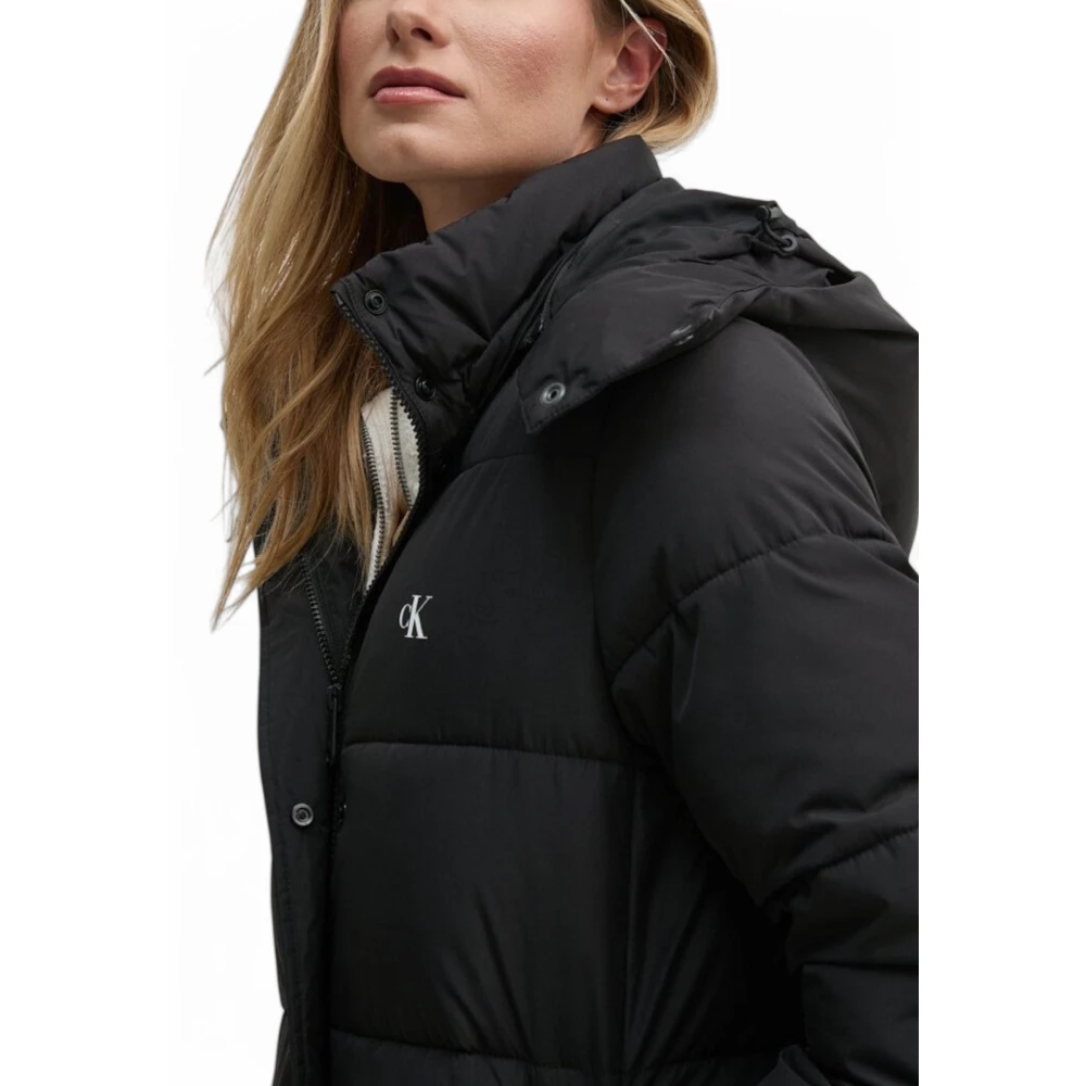 Calvin Klein Jeans Zwarte Coltrui Hoodie Jas met Zakken Black Dames