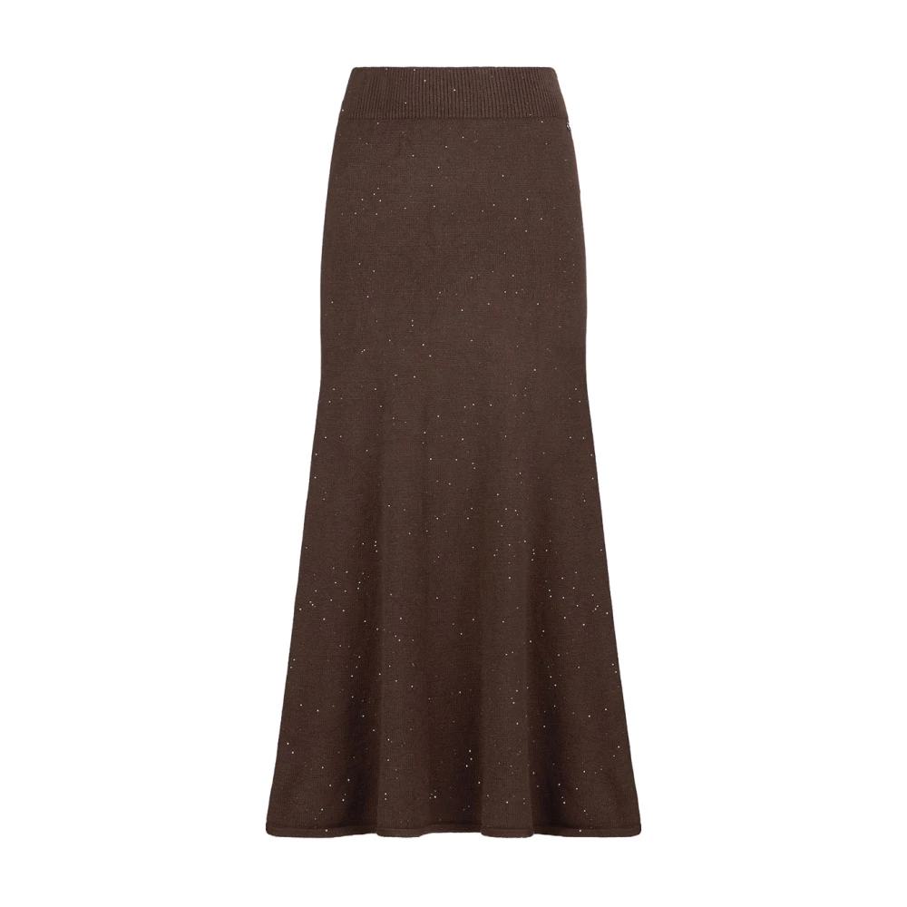 Liu Jo Women's Brown Knit Midi Skirt With Sequins