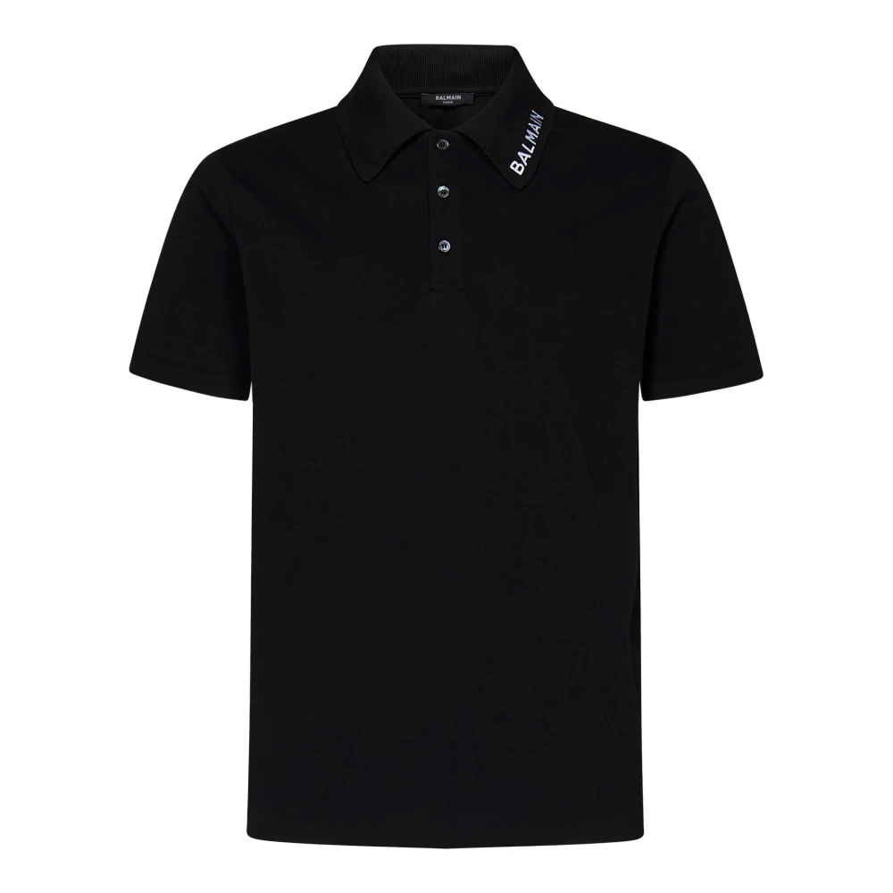 Balmain Zwart Poloshirt met Geborduurd Logo Black Heren