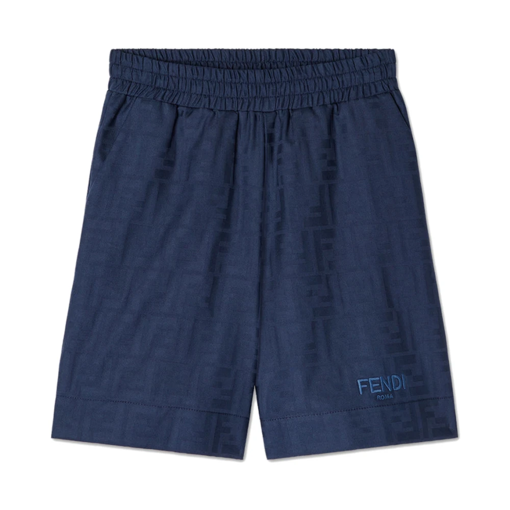 Fendi Boys Blue Shorts, 10 Y, Jacquard Cotton Bermuda Shorts