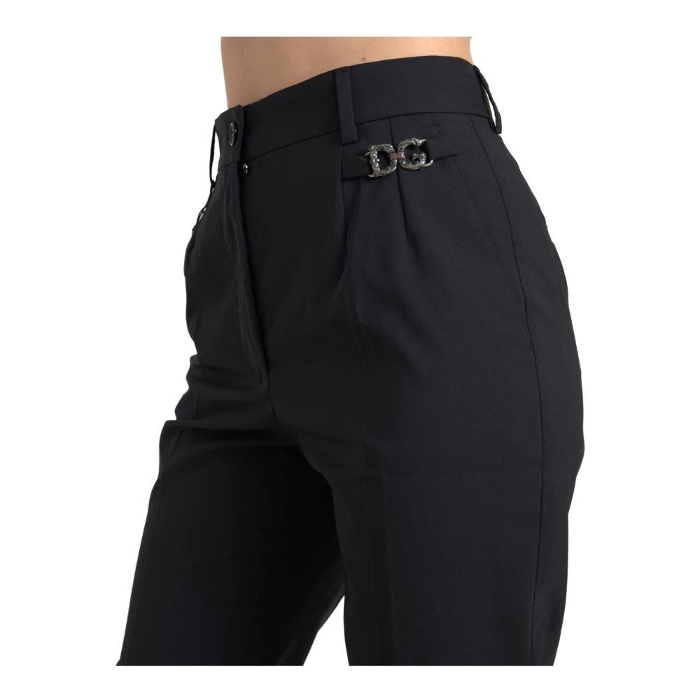 Dolce & Gabbana Premium Wool Tapered Pants Black Dames