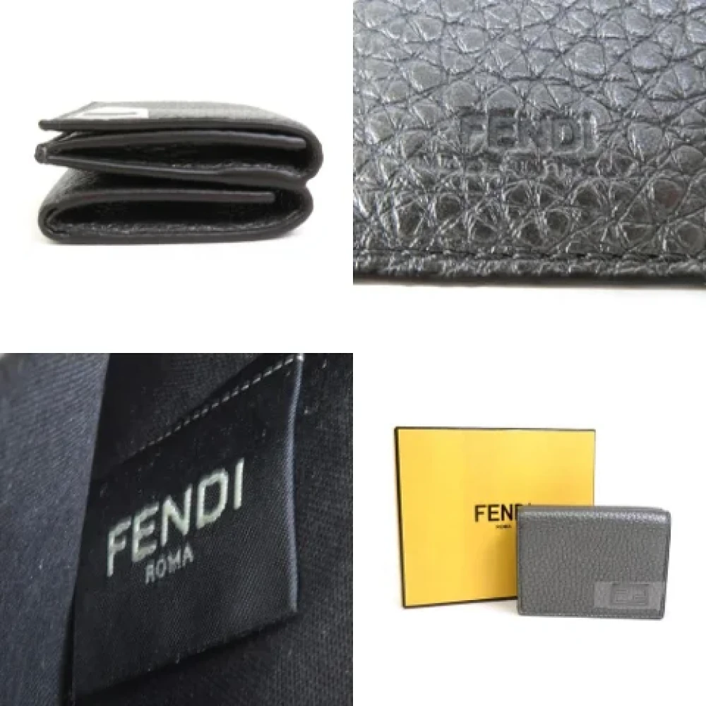 Fendi Vintage Pre-owned Leather wallets Gray Heren