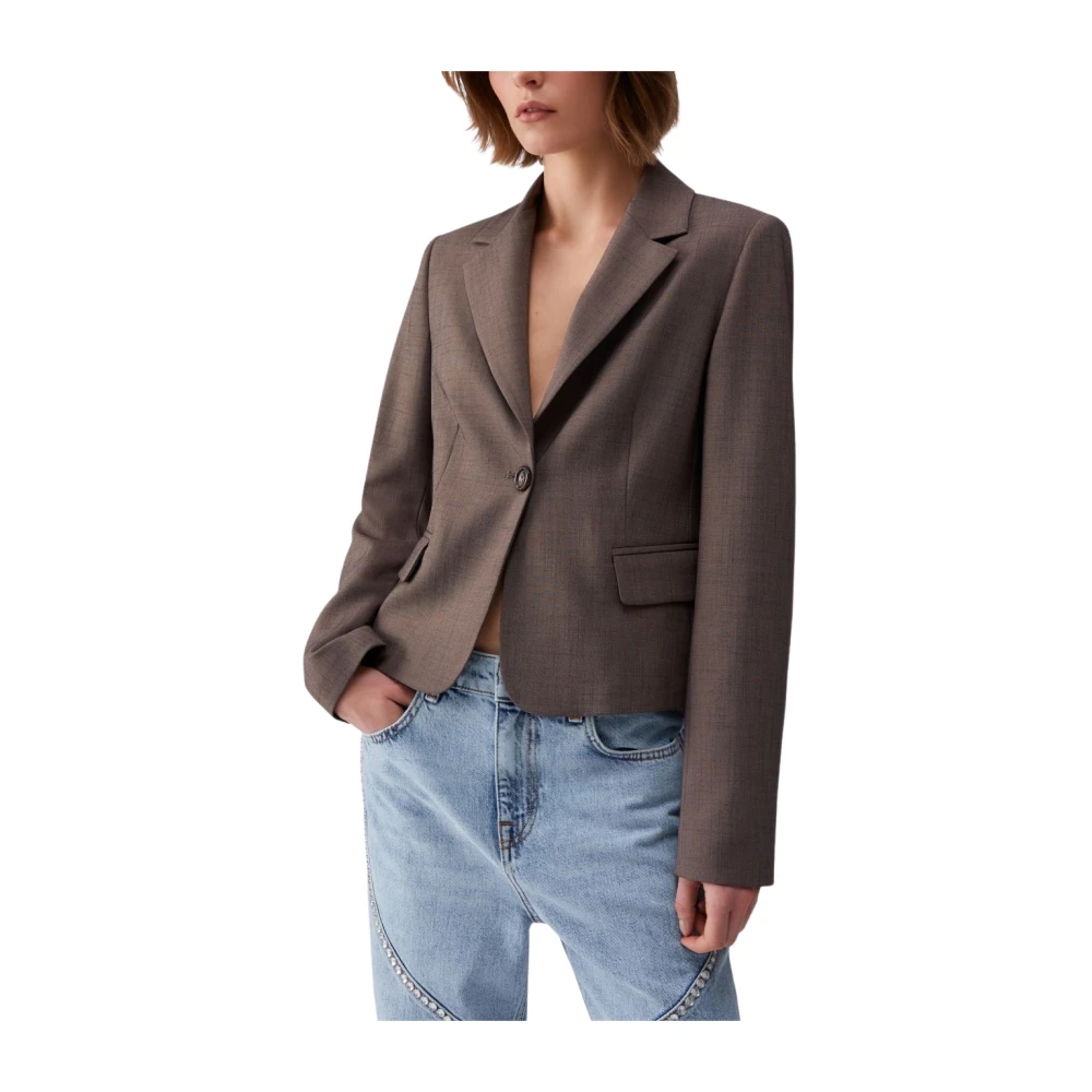 Liu Jo Women's Brown Blazers, Xs, Slim-Fit Mélange Fabric Blazer