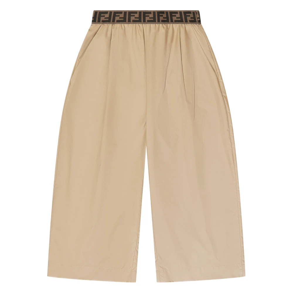 Fendi Girls Beige Trousers, 10 Y, Wide Leg Trousers