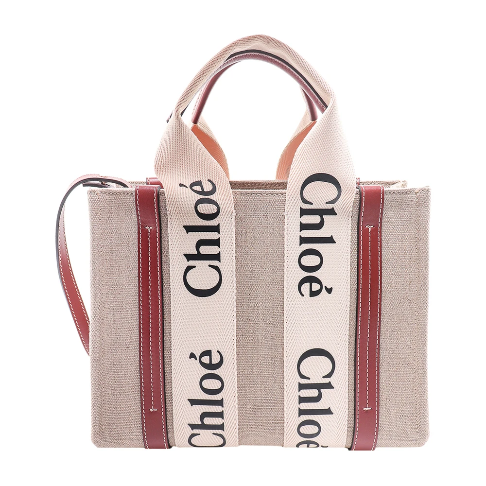 Chloé Elegante Linnen en Leren Handtas Beige Dames