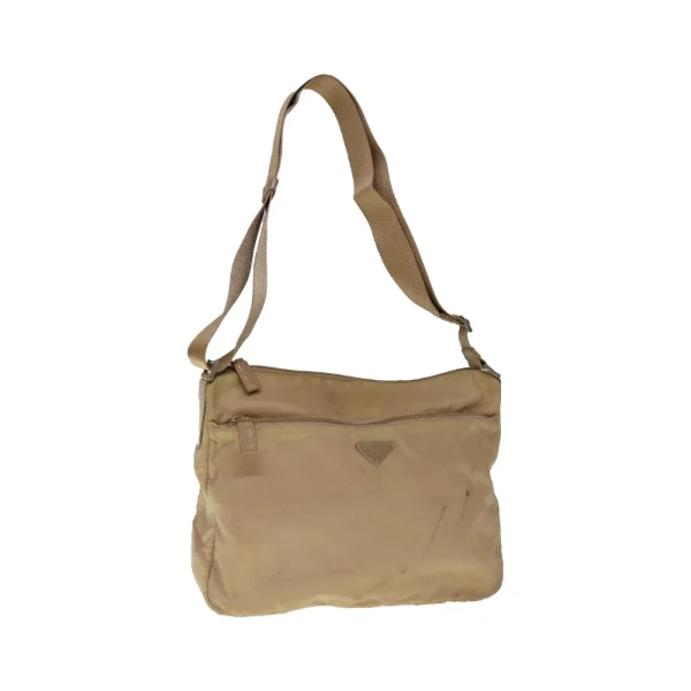 Prada Vintage Pre-owned Nylon prada-bags Beige Dames