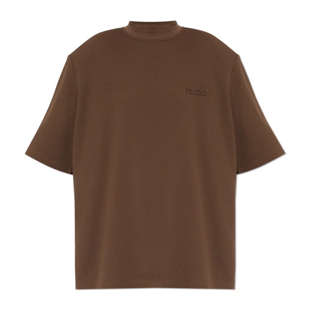 The Attico Bruine Oversized T-shirt met Logo Borduurwerk Brown Dames