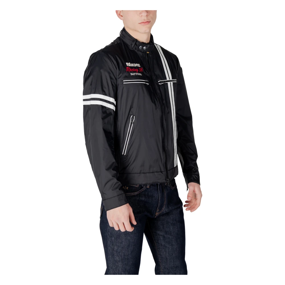 Blauer Nylon Herenjas Collectie Black Heren