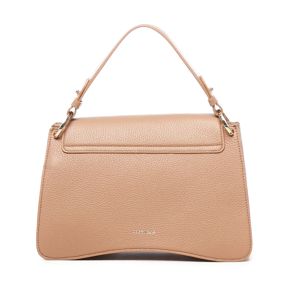 Coccinelle Leren schoudertas met magneetsluiting Beige Dames