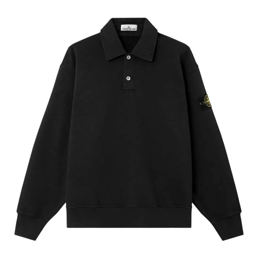 Stone Island - Tubular Cotton Fleece Polo-Sweatshirt - Tops - Herren - Schwarzk - M - Bild 5