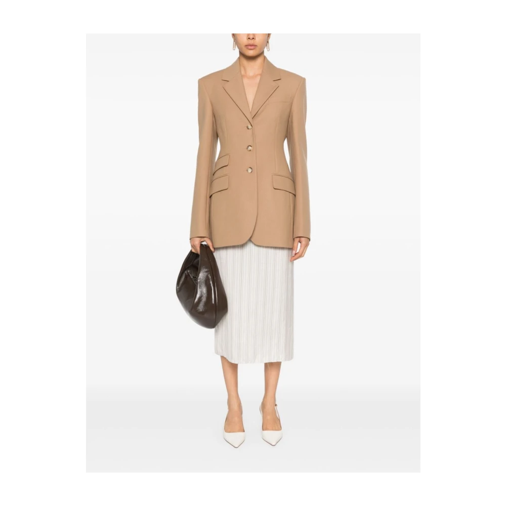 SPORTMAX Beige Wollen Blend Jas met Dart Detailering Beige Dames