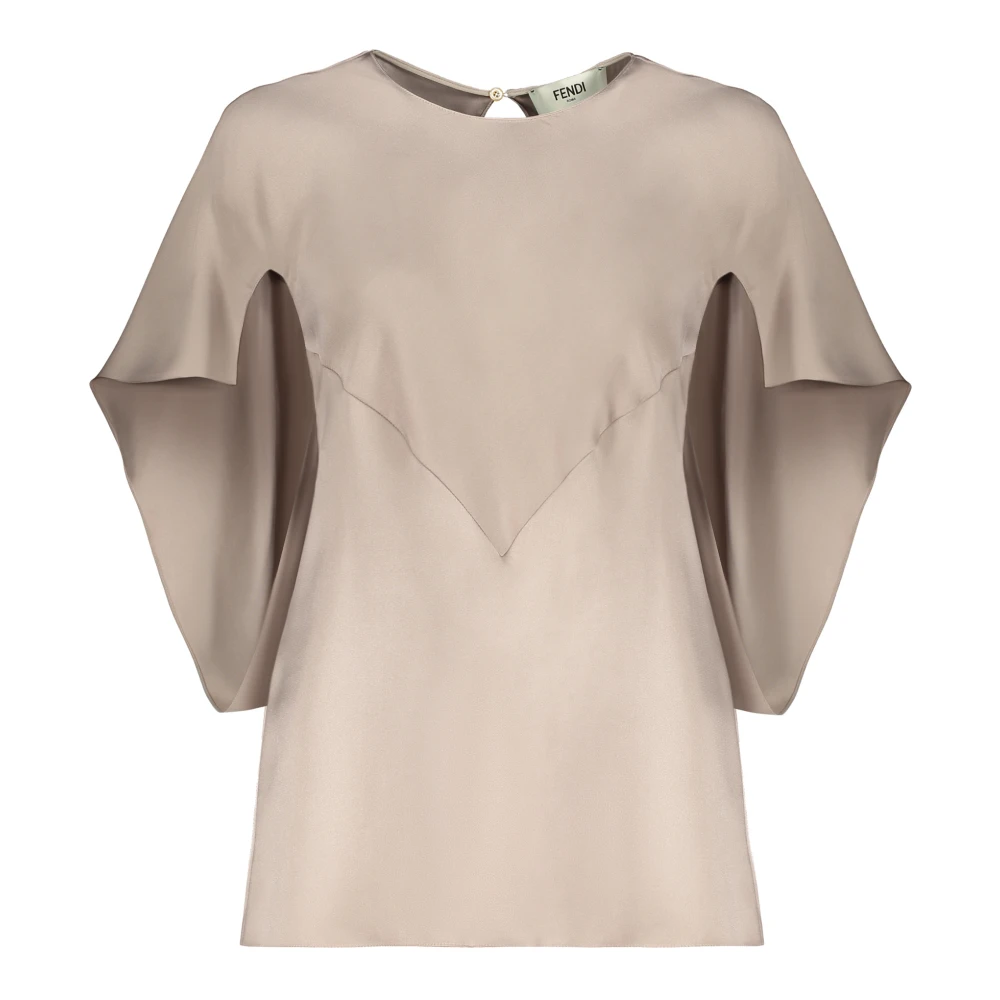 Fendi Zijden Blouse met Cape-Style Mouwen Gray Dames