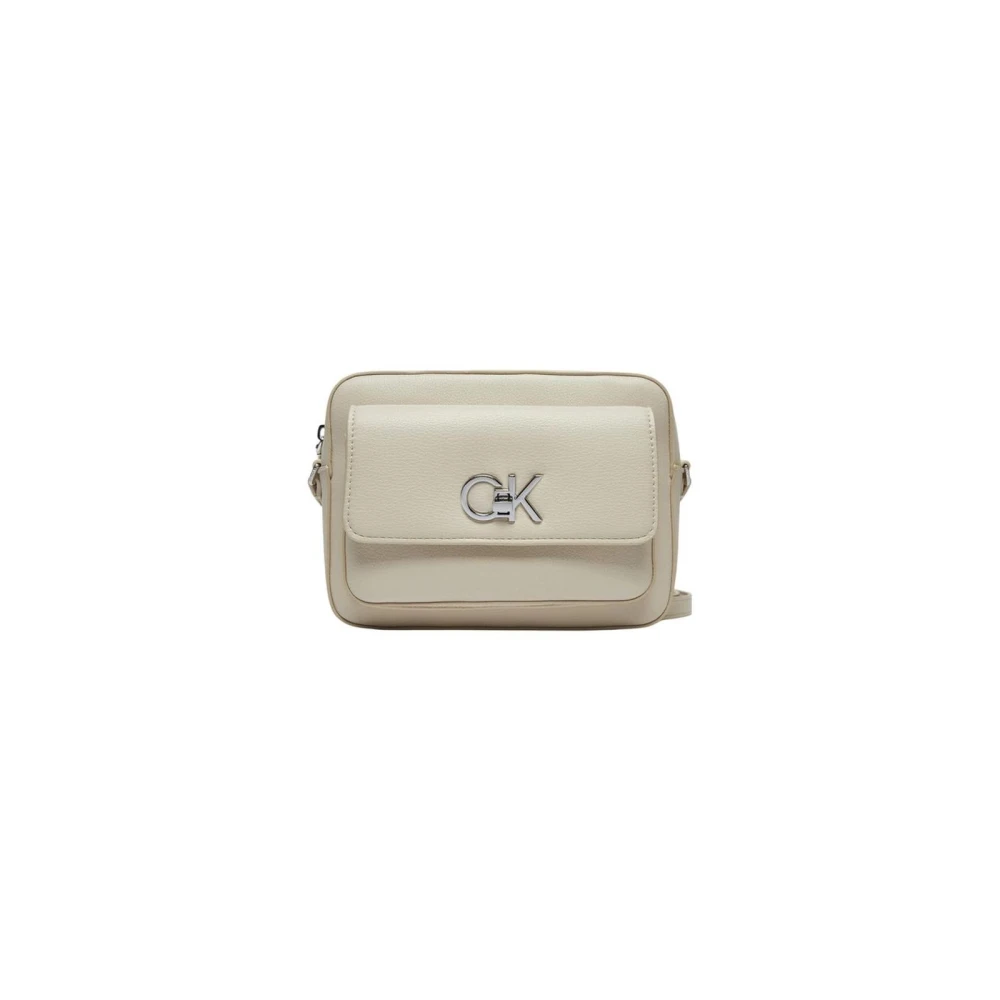 Calvin Klein Polyurethaan Flap Handtas met Verstelbare Schouderband Gray Dames