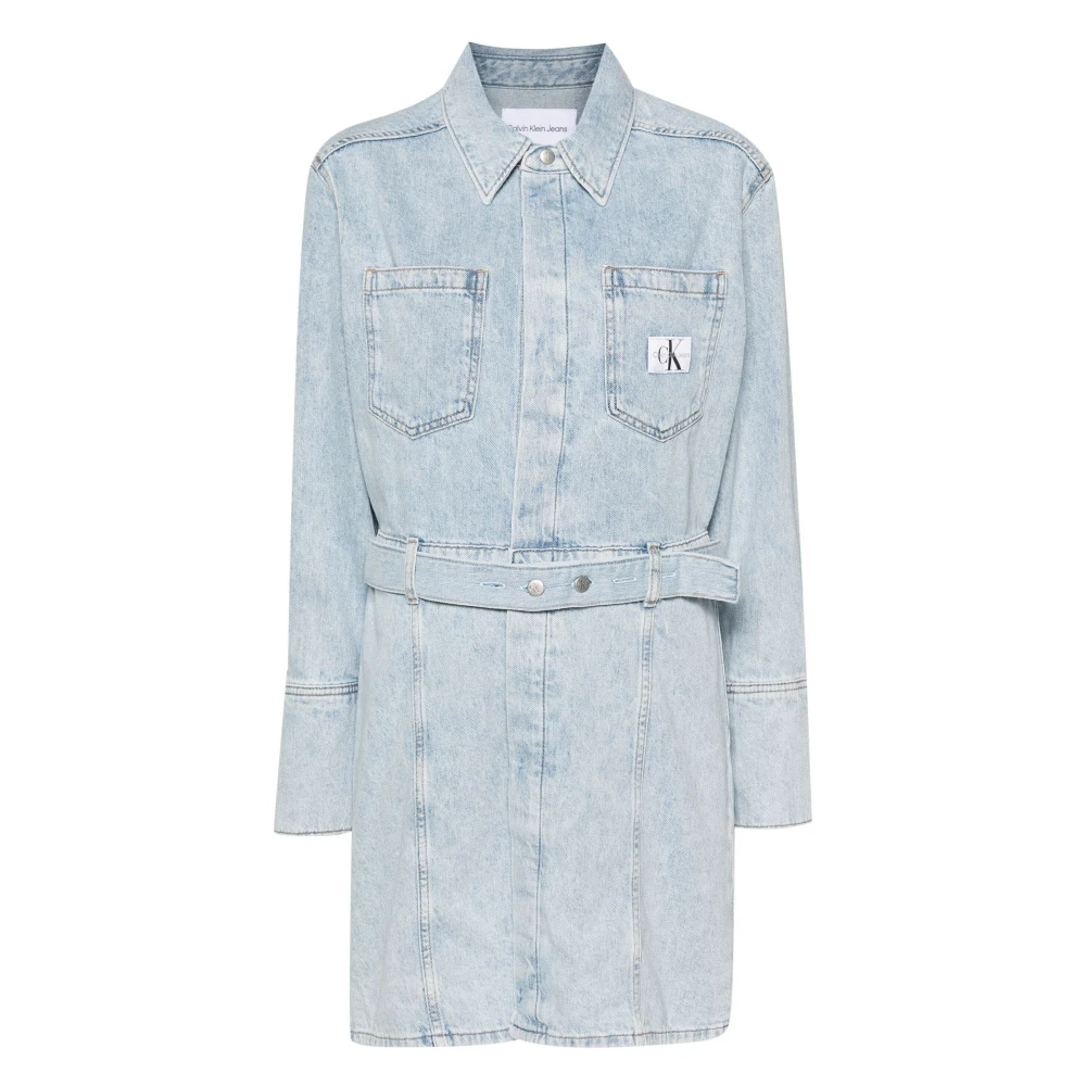 Calvin Klein Jeans Women's Blue Midi Dresses, S, Cotton Casual Midi Dress