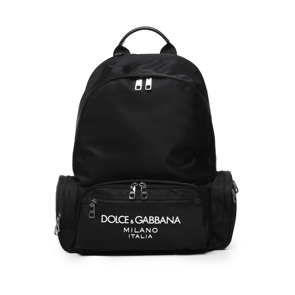 Dolce & Gabbana Men's Black Nylon Backpack With Leather Details