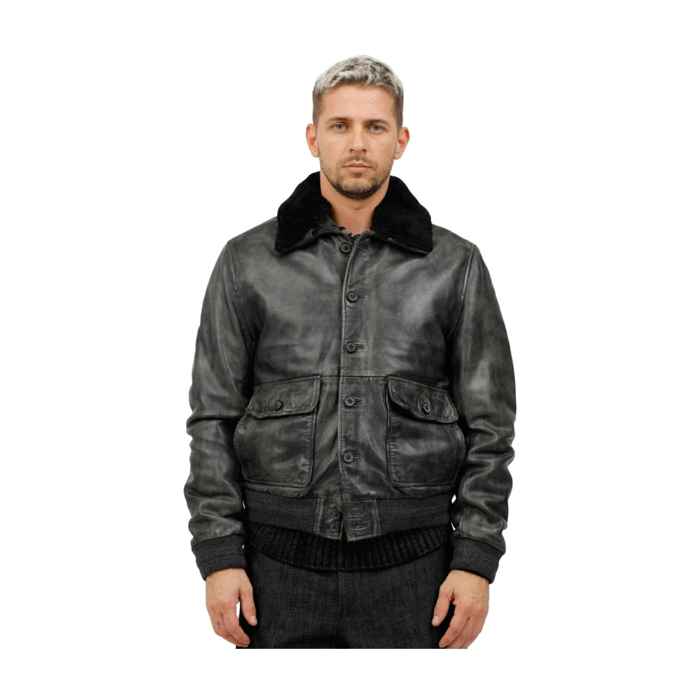 The Jack Leathers Imitatiebont Leren Jas Black Heren