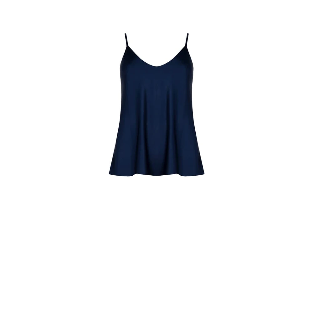 RINASCIMENTO Satin Fitted Top Blue Dames