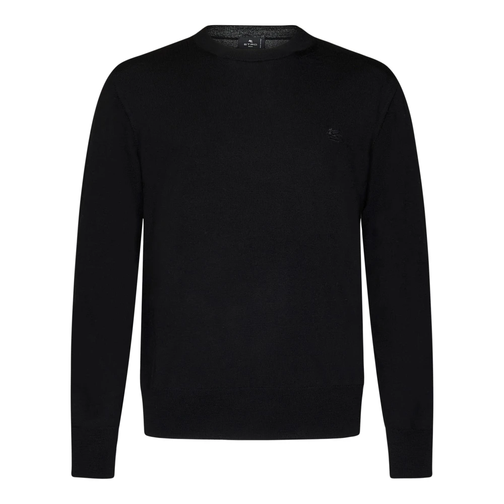 ETRO Zwarte wollen trui met logoborduursel Black Heren