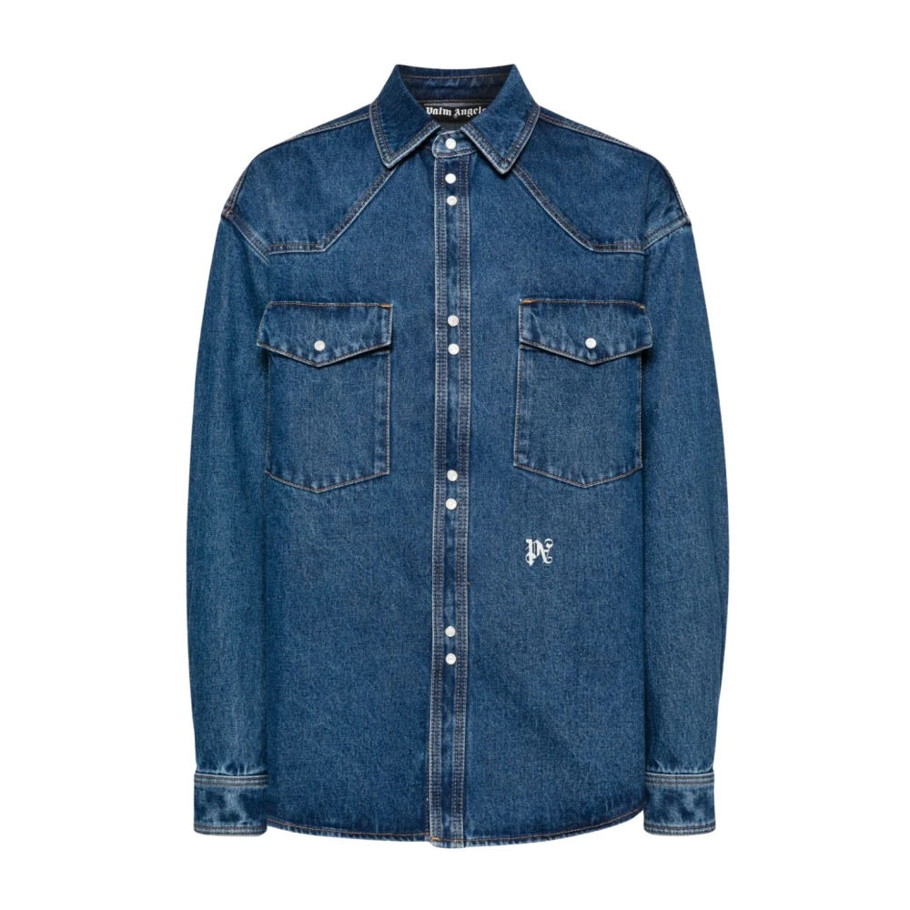 Palm Angels Uomo Blu - Camicia In Denim - Shirts - L