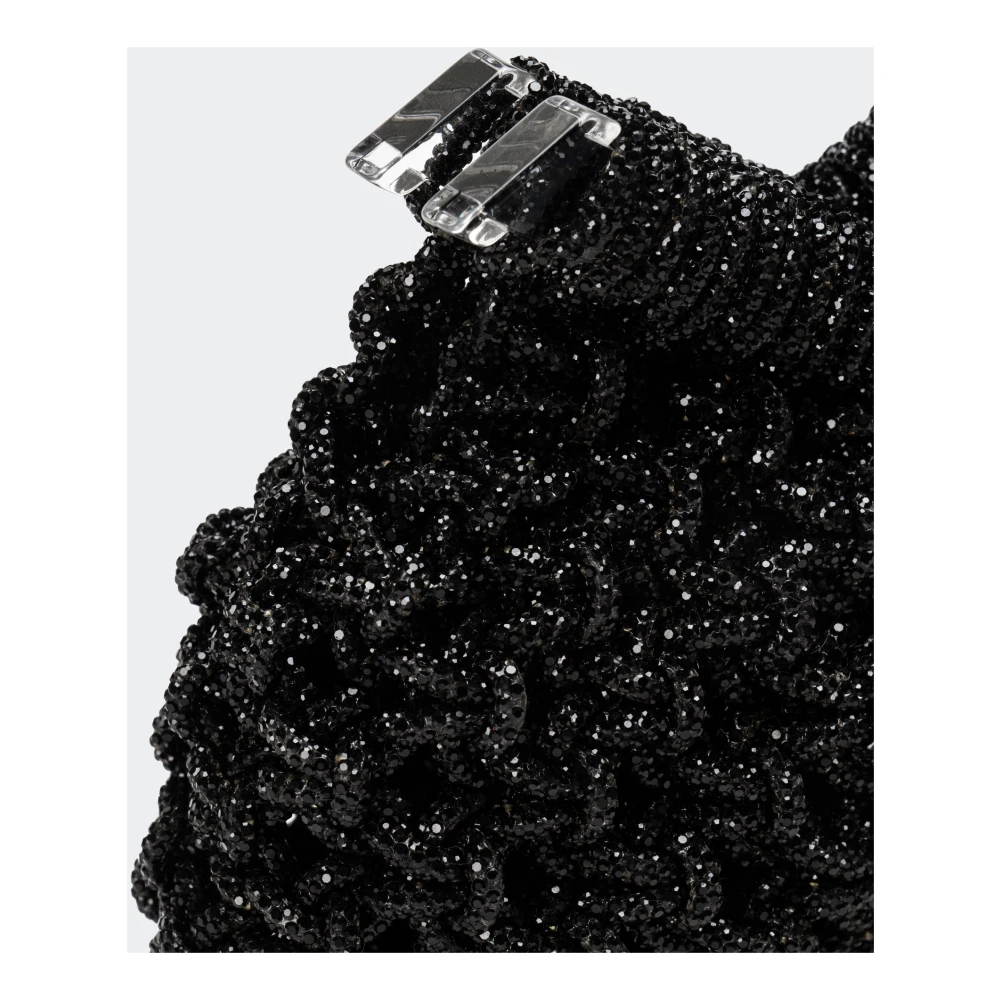 Hibourama Handgemaakte Kristallen Mini Clutch Black Dames