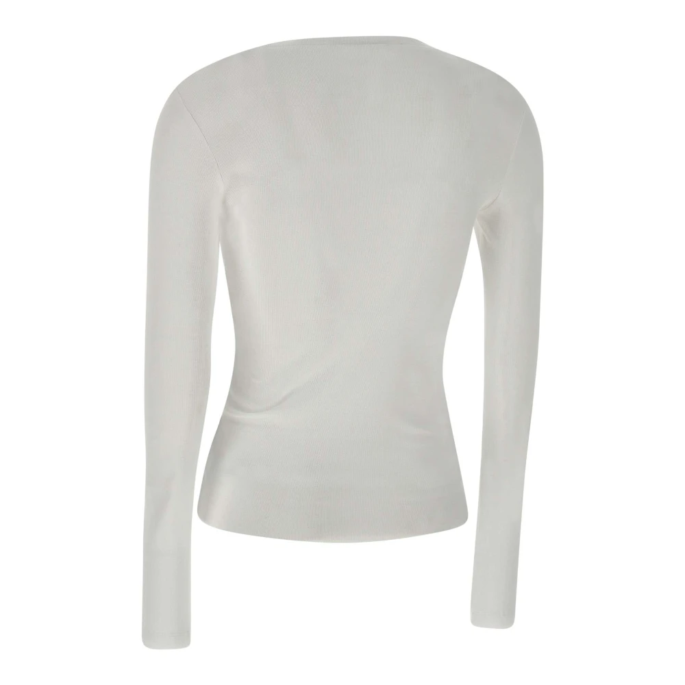 Fabiana Filippi Witte Katoenen Trui met Zilveren Detail White Dames