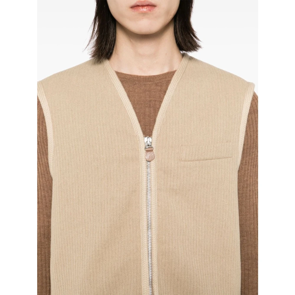 Our Legacy Shearling Gevoerde Top Vest in Jumbo Bedford Beige Heren
