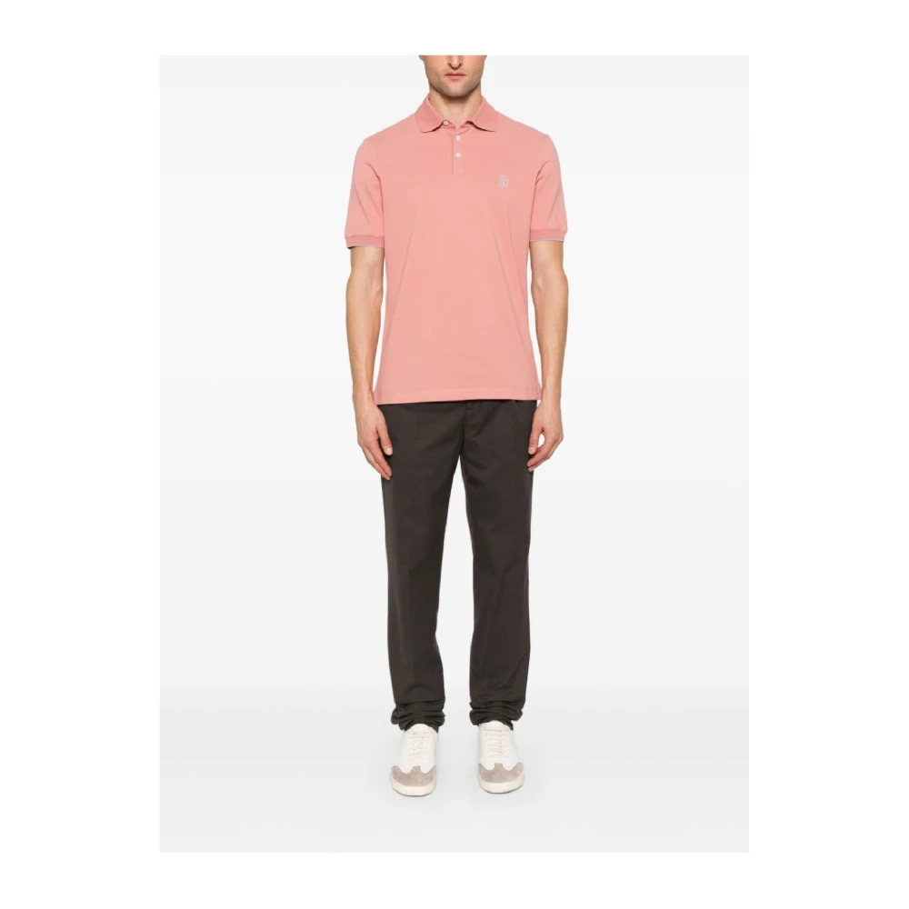 BRUNELLO CUCINELLI Stijlvolle Polo Shirt voor Mannen Pink Heren