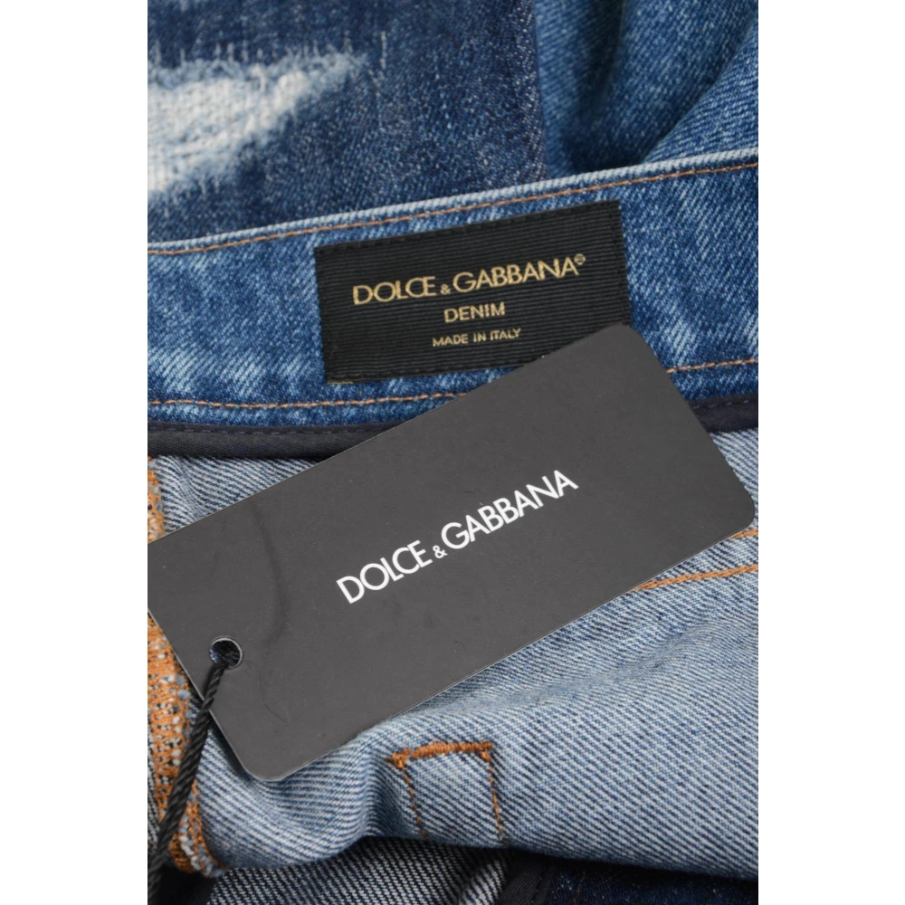 Dolce & Gabbana Heren Denim Bloemen Bermuda Shorts Blue Heren