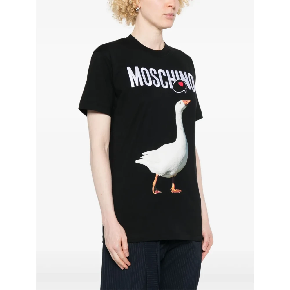 Moschino Eend Print Crew Neck T-shirt Black Dames
