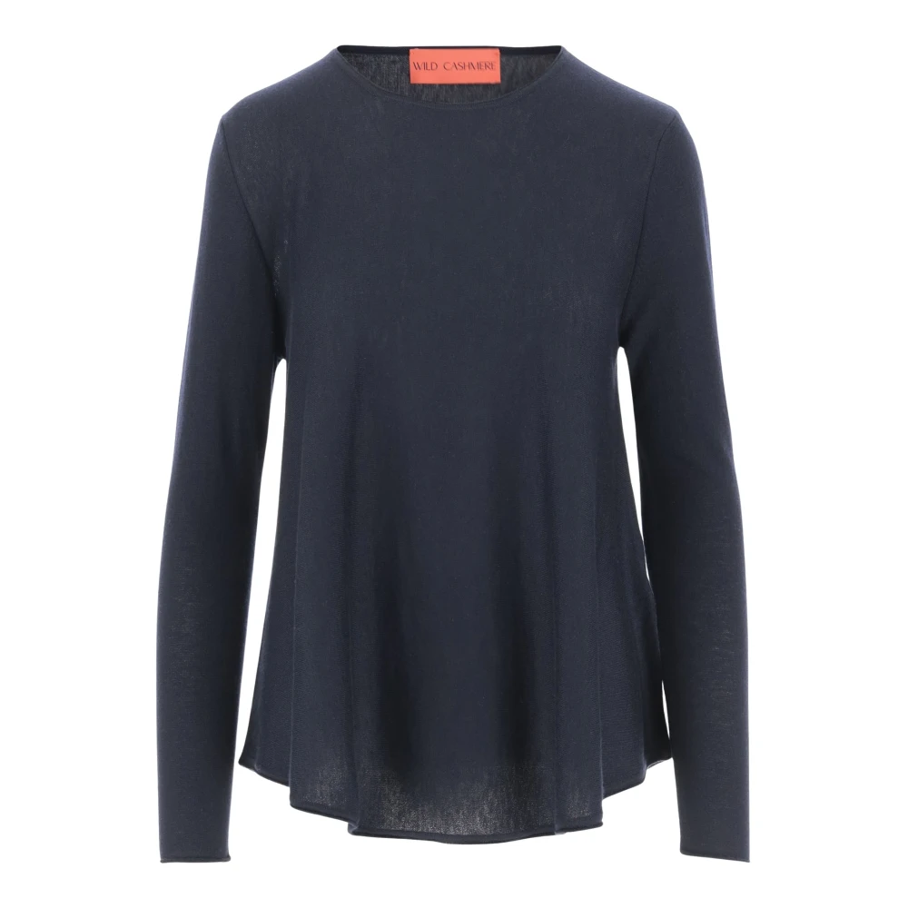 Wild Cashmere Luxe Navy Zijde Kasjmier Pullover Blue Dames