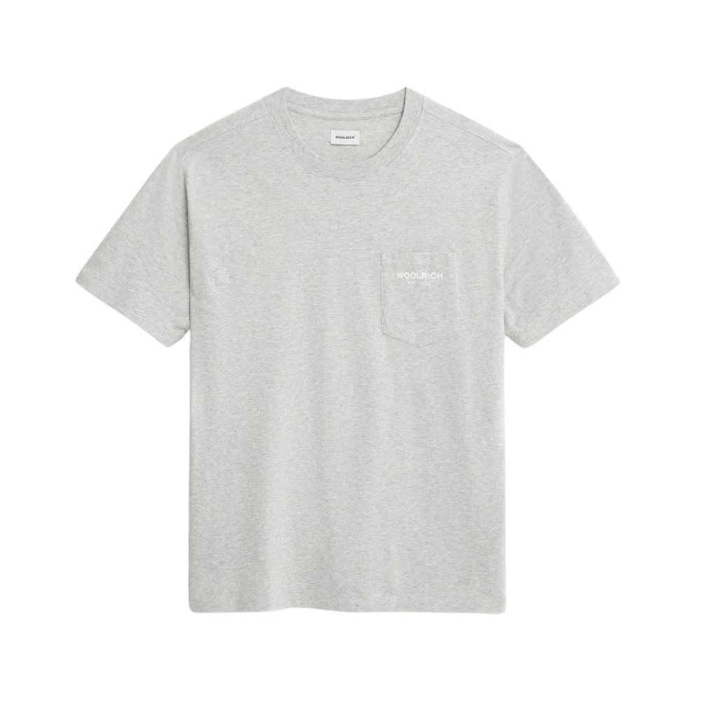 Woolrich Grijze Geëmbosseerde Logo Zak T-shirt Gray Dames
