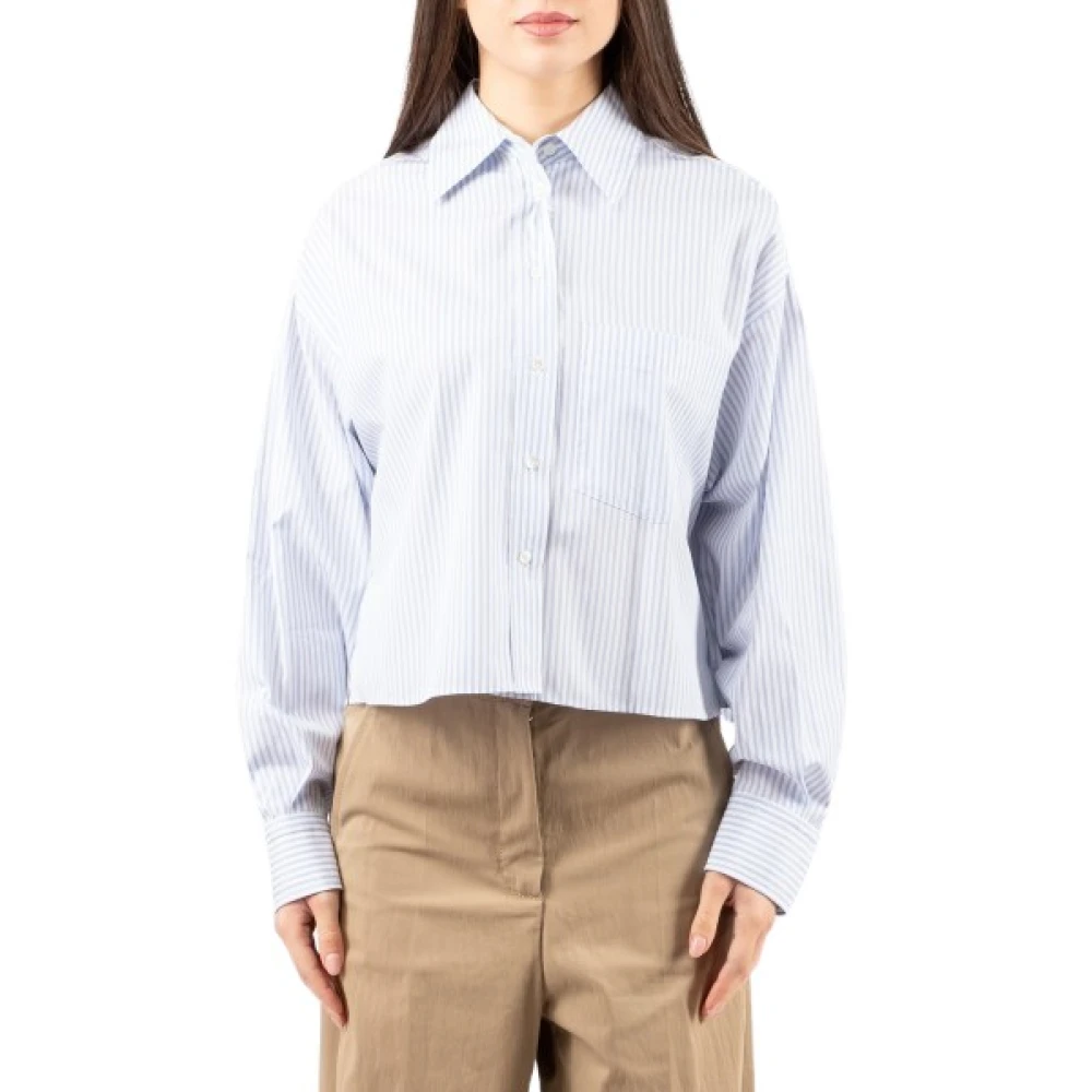 Weekend Max Mara Vrouw Wit Overhemden Dames, L, Katoen, Gestreepte Poplin Blouse