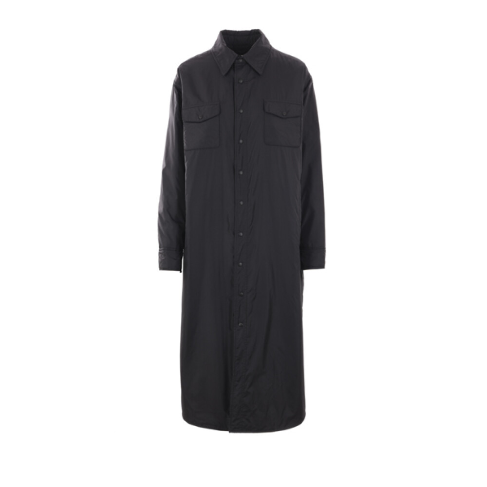 Black Long Nylon Coat with Thermore Padding Aspesi Wool Coats Miinto