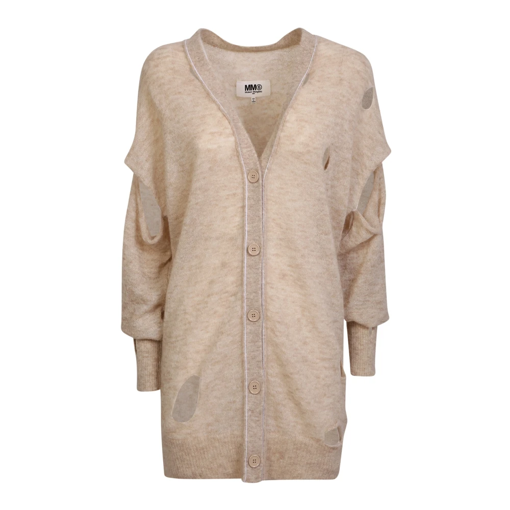 MM6 Maison Margiela Sliten-effekt alpacka ull kofta Beige, Dam